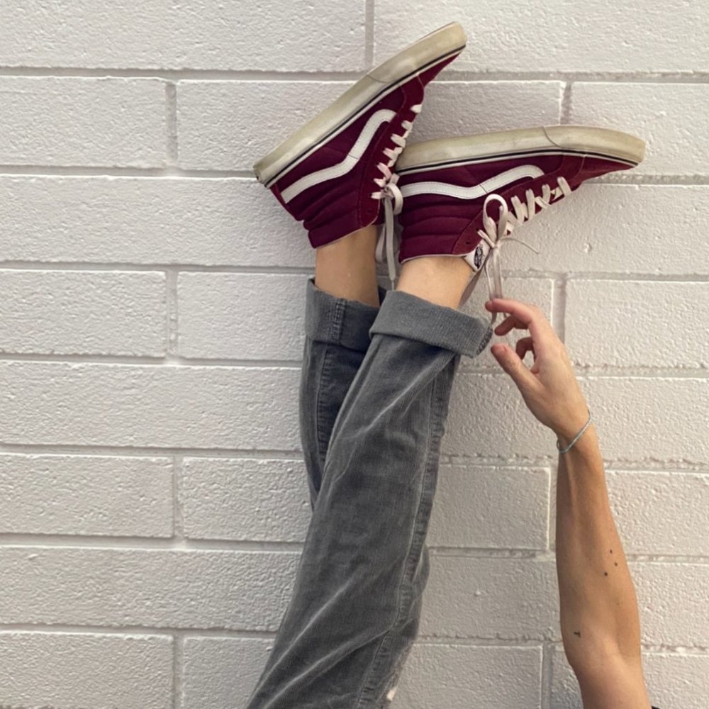 Wine Colored High Top Suede Vans